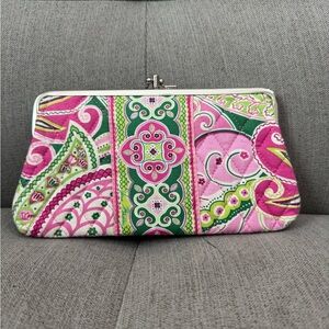 Vera Bradley Pink & Green Patterned Clutch